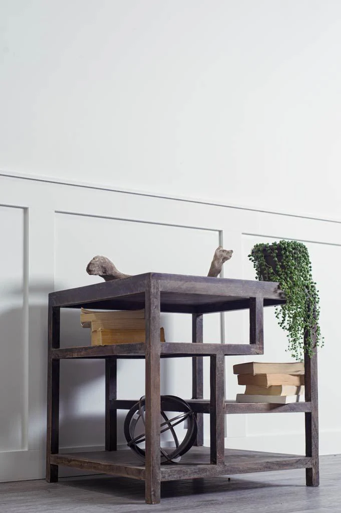 Medium Brown Wooden Square Top End Table with Multi-Shelf By Homeroots - Image 5