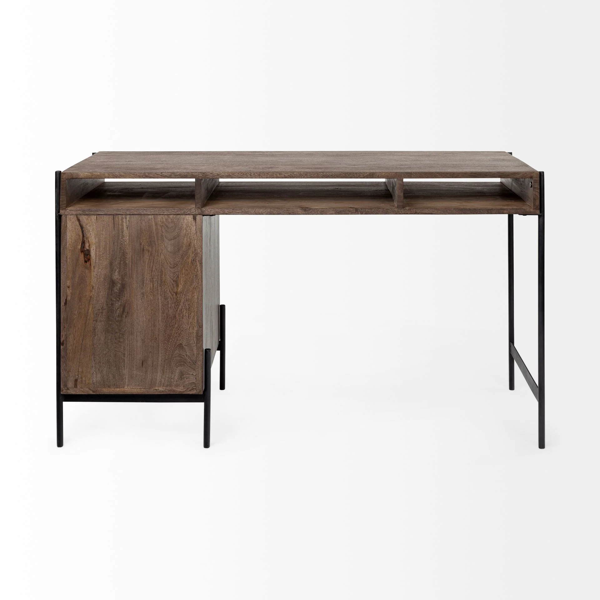 Medium Brown Wooden Writing Desk With 3 Drawers And 3 Open Shelves By Homeroots - Image 5