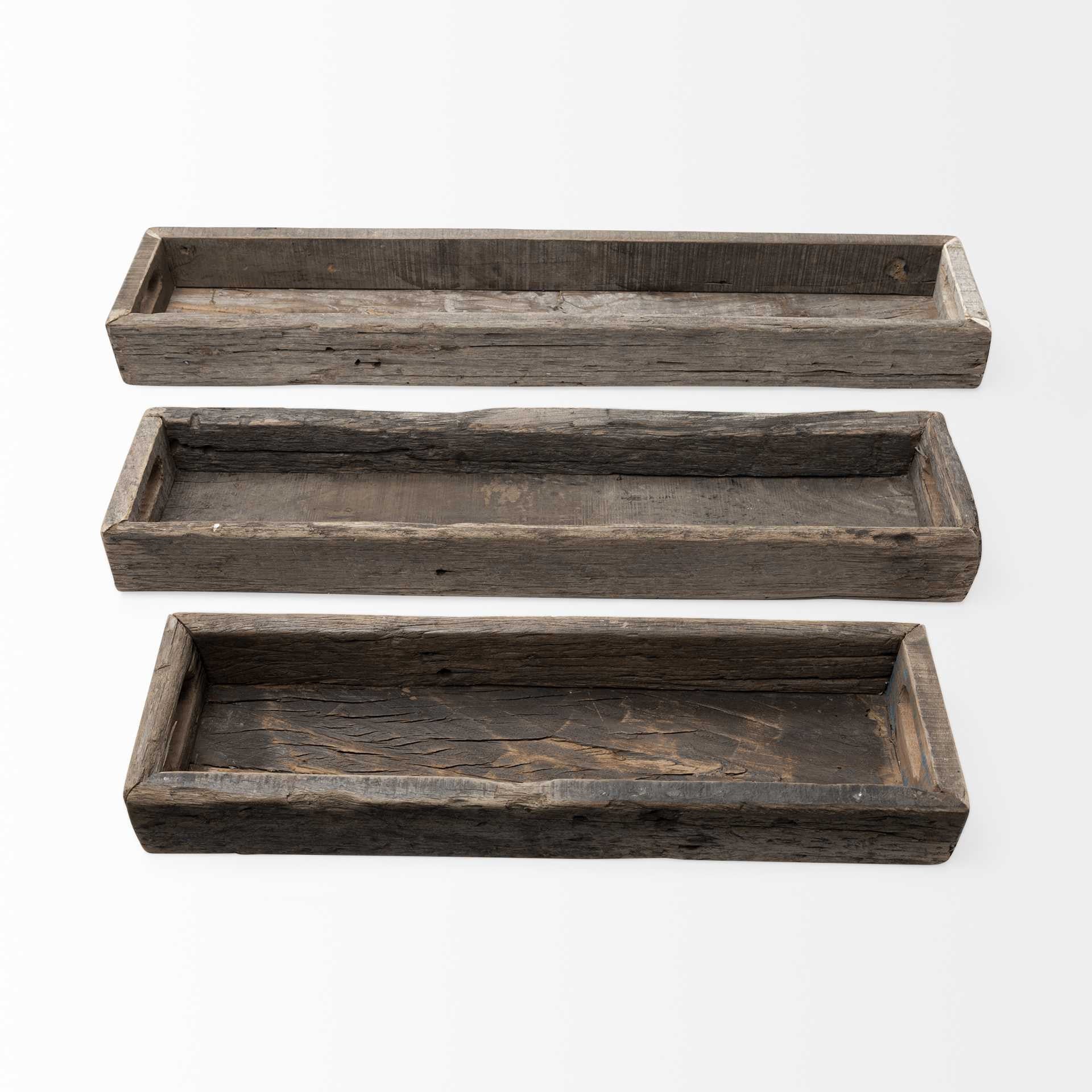 Meduim Natural Brown Reclaimed Wood With Grains And Knots Highlight Tray By Homeroots - Image 3
