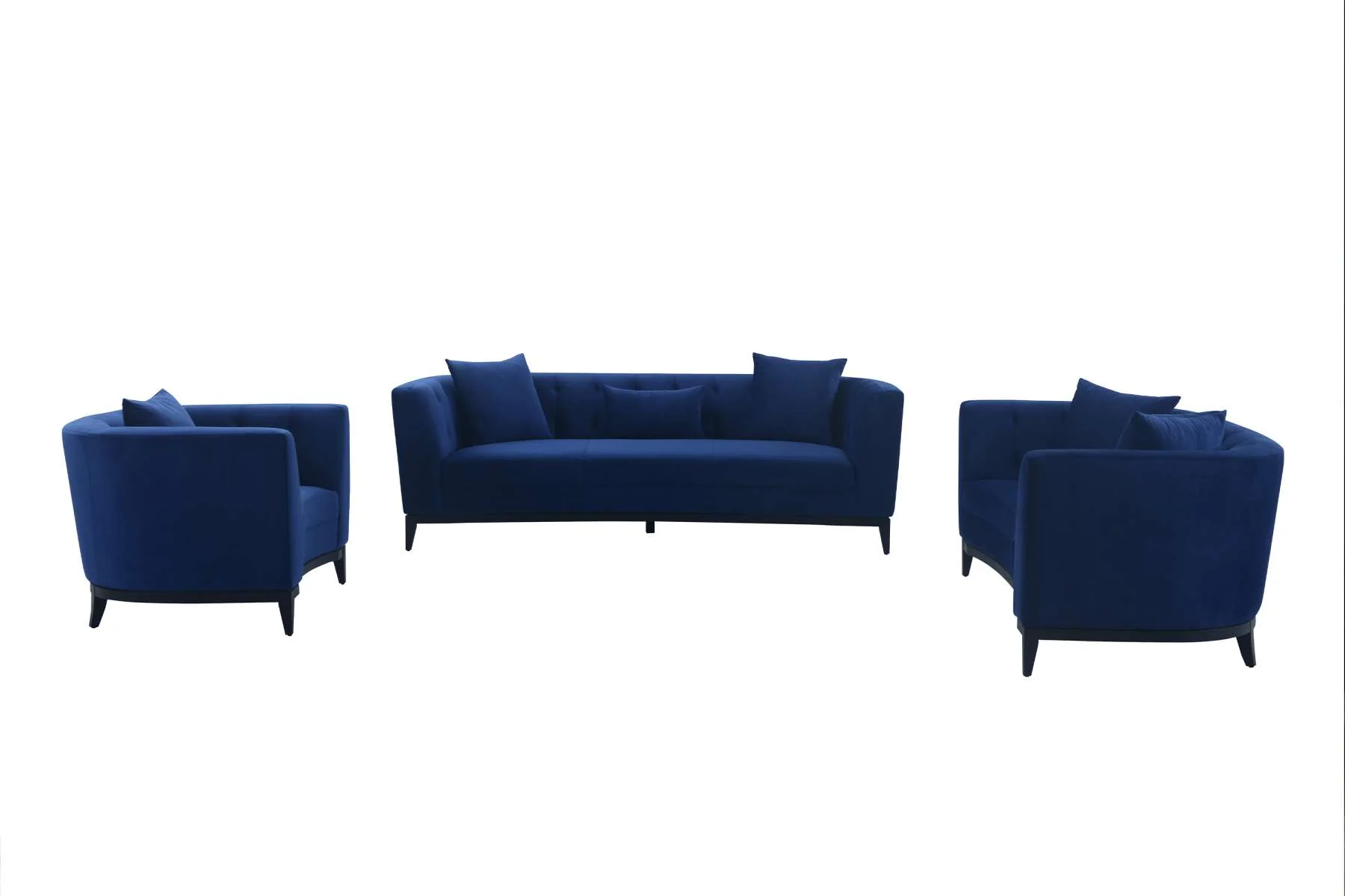 Melange 3 Piece Blue Velvet Living Room Seating Set By Armen Living - Image 2