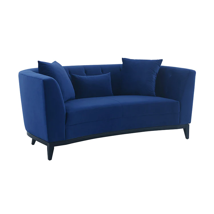 Melange 3 Piece Blue Velvet Living Room Seating Set By Armen Living - Image 4