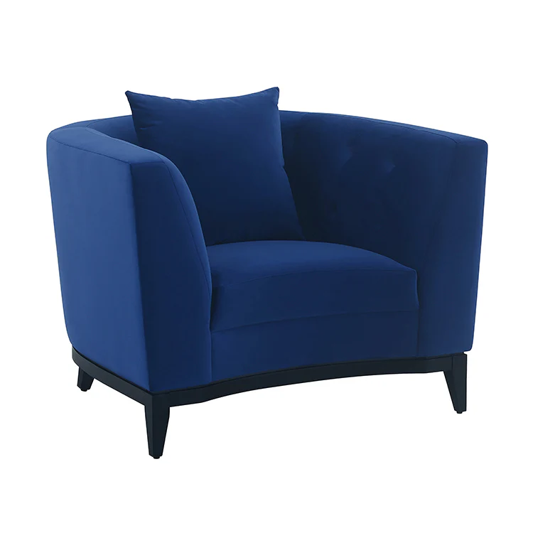 Melange 3 Piece Blue Velvet Living Room Seating Set By Armen Living - Image 5