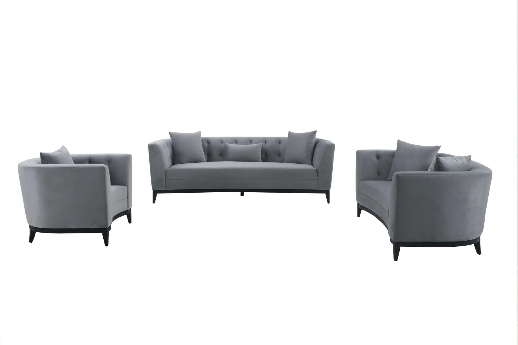 Melange 3 Piece Blue Velvet Living Room Seating Set By Armen Living - Image 9