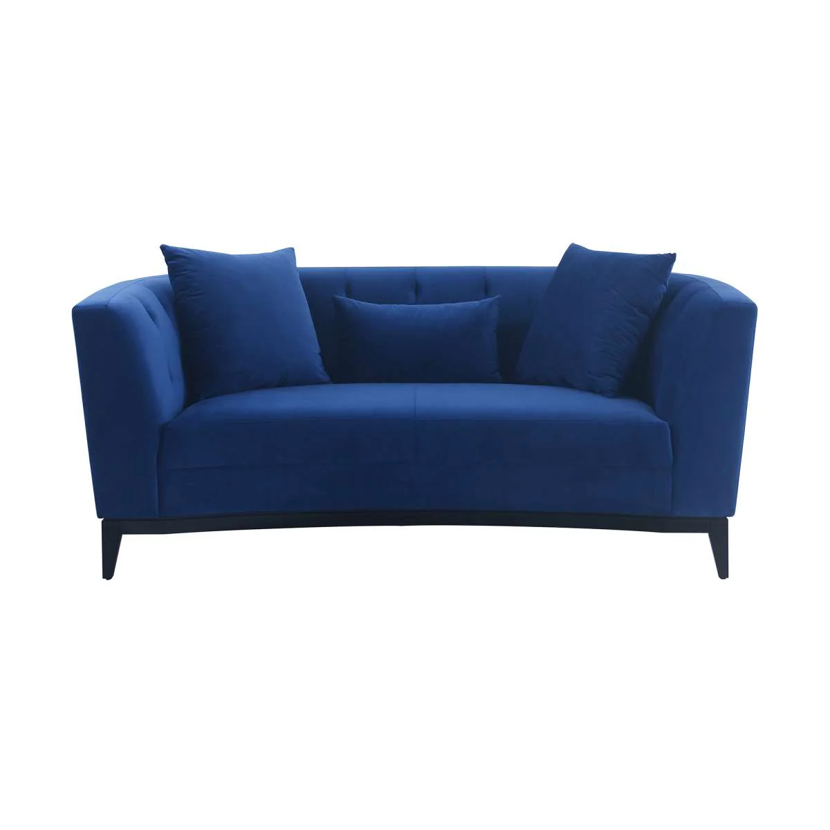 Melange Blue Velvet Upholstered Loveseat with Black Wood Base By Armen Living - Image 2
