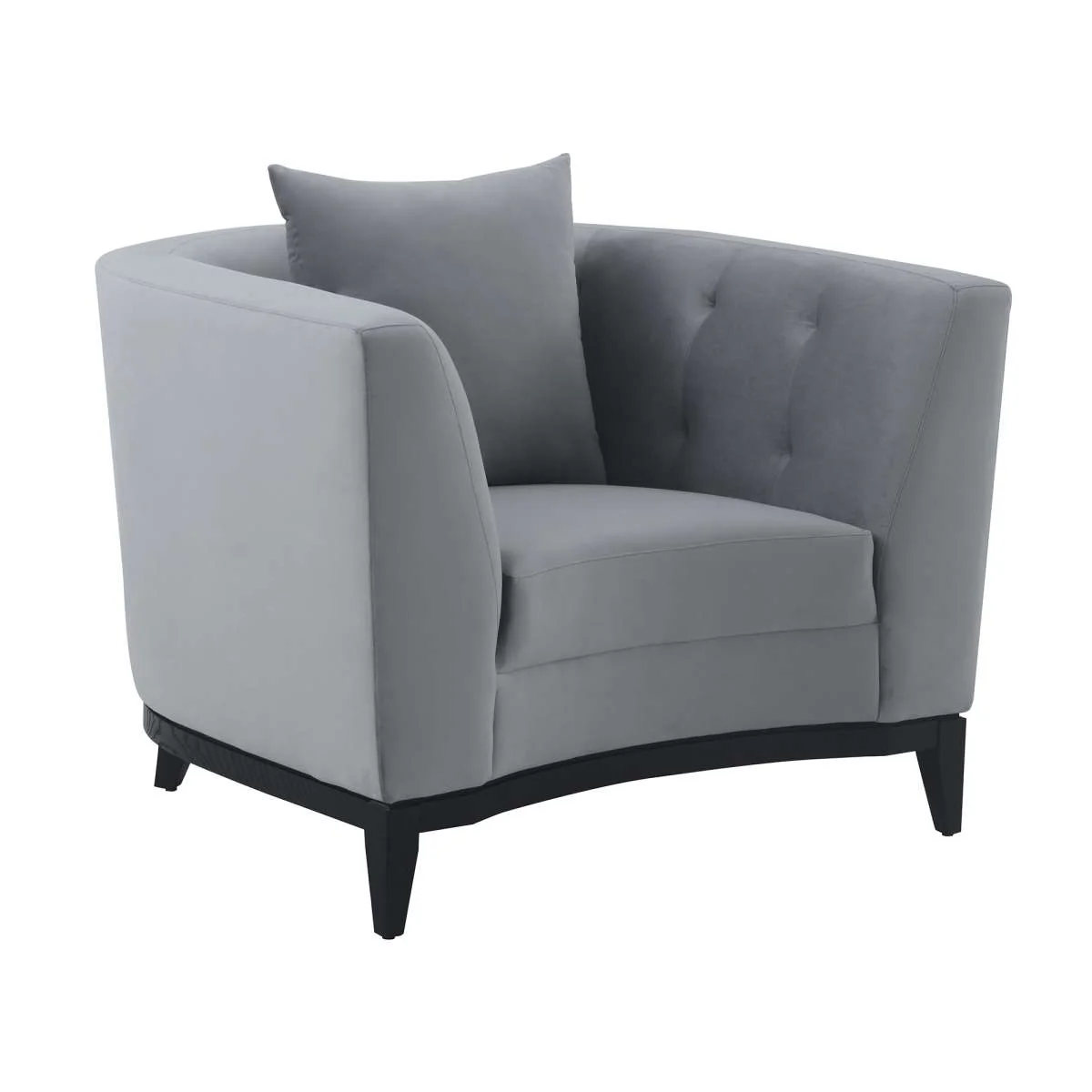 Melange Gray Velvet Accent Chair with Black Wood Base By Armen Living - Image 2