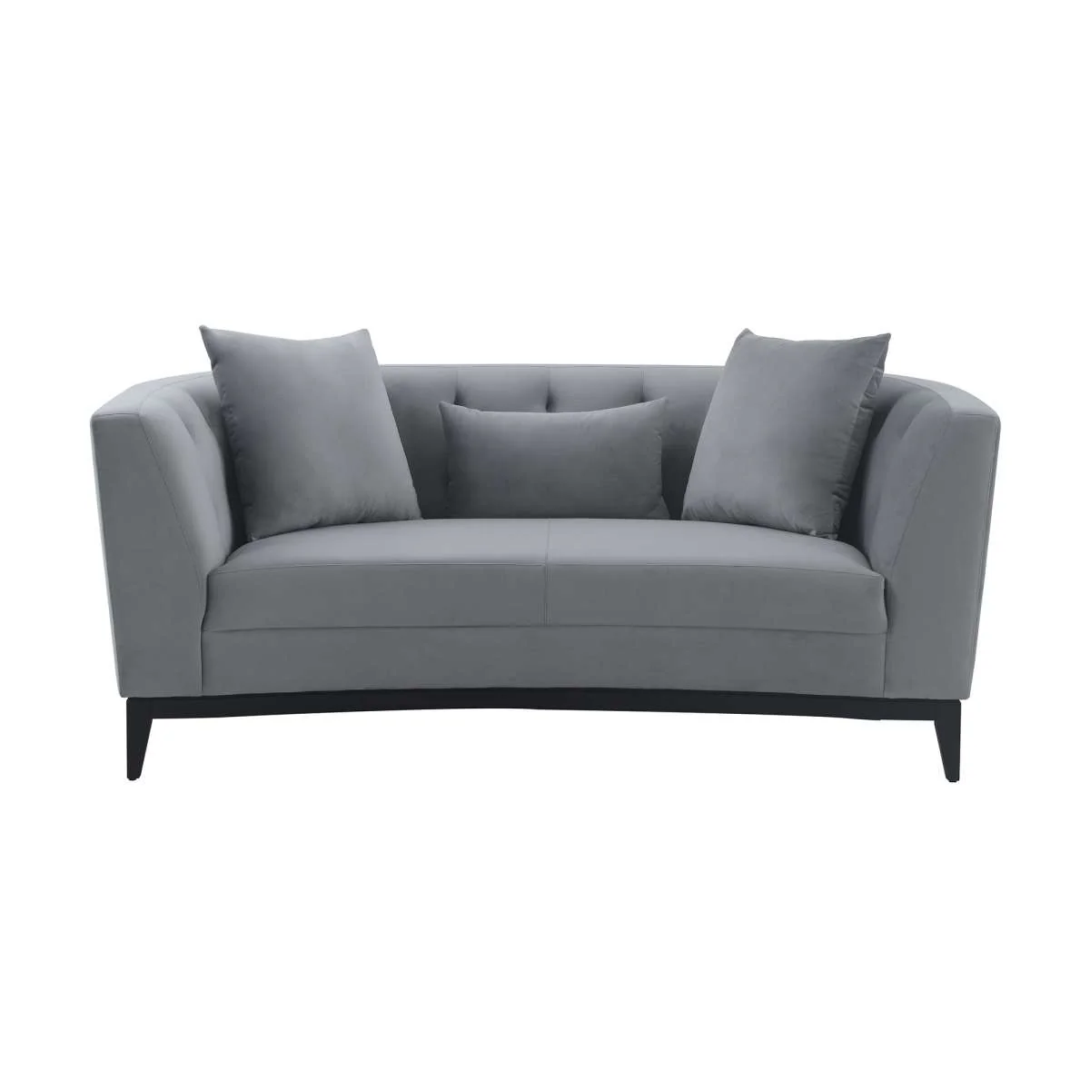 Melange Gray Velvet Loveseat with Black Wood Base By Armen Living - Image 2