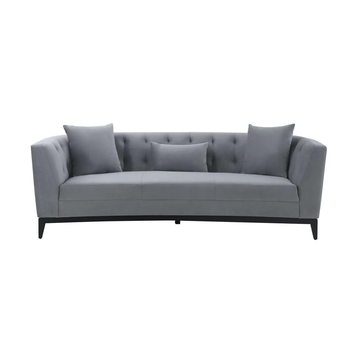 Melange Gray Velvet Sofa with Black Wood Base By Armen Living - Image 2
