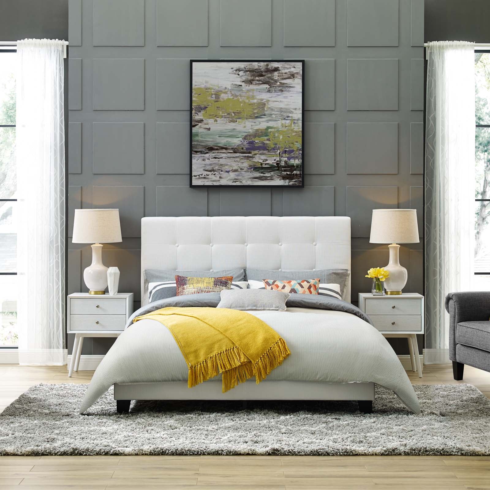 Melanie King Tufted Button Upholstered Fabric Platform Bed By Modway - MOD-5994 - Image 11