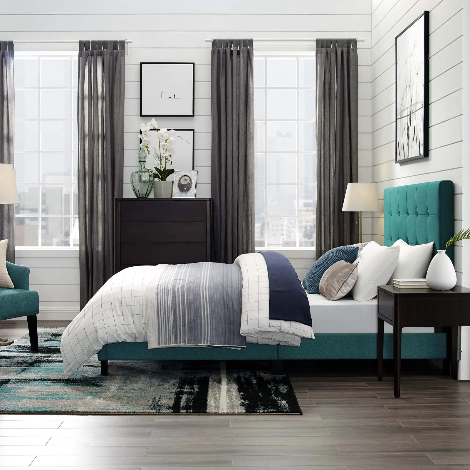 Melanie King Tufted Button Upholstered Fabric Platform Bed By Modway - MOD-5994 - Image 16