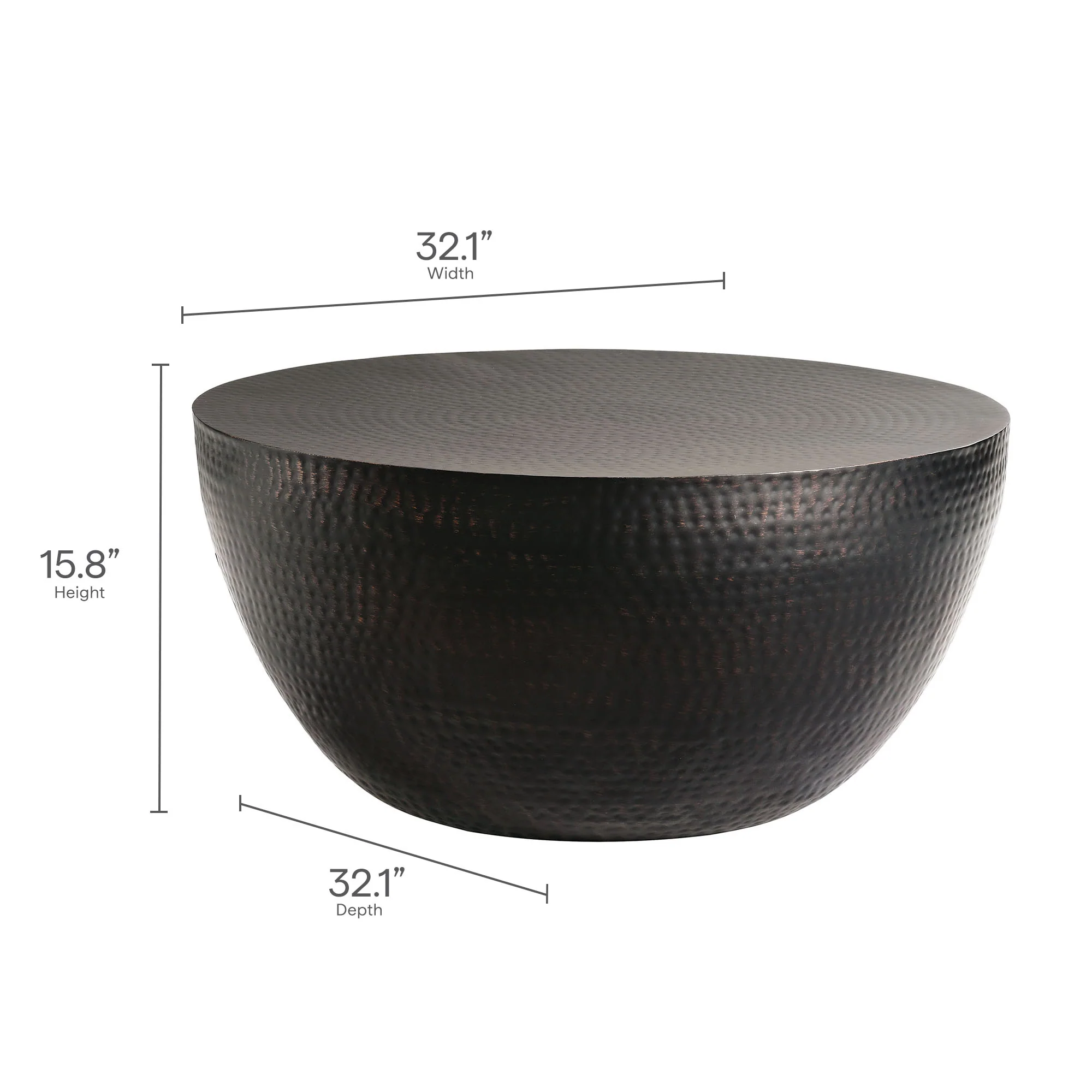 Mella 32 Inch Metal Hammered Coffee Table by Modway - Image 7
