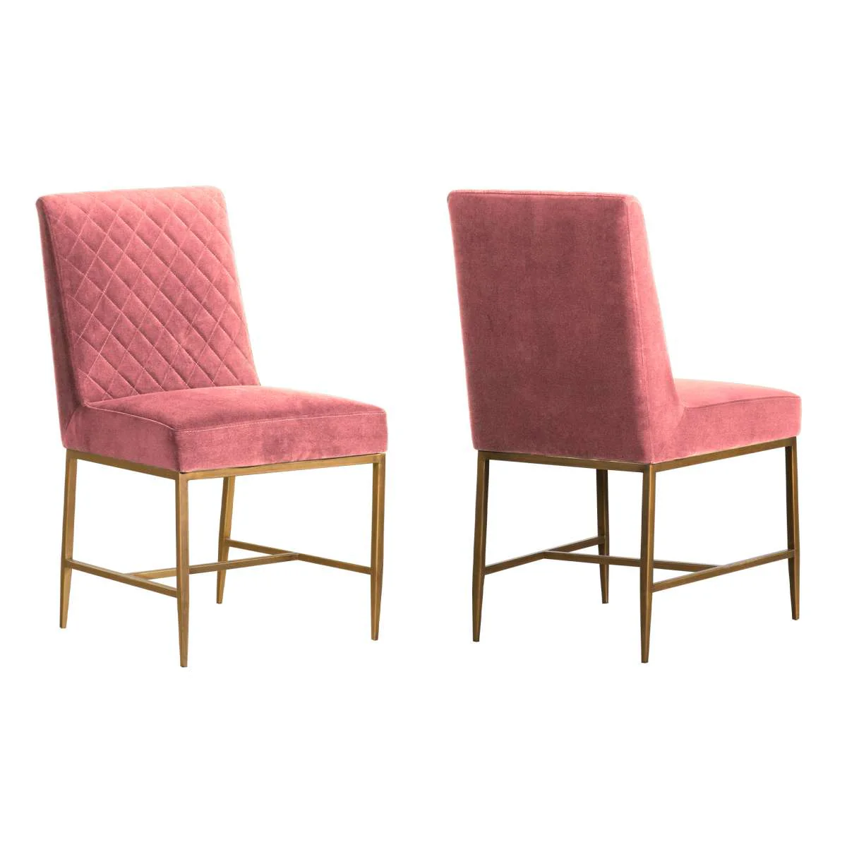 Memphis Blue Velvet and Antique Brass Accent Dining Chair- Set of 2 By Armen Living - Image 13