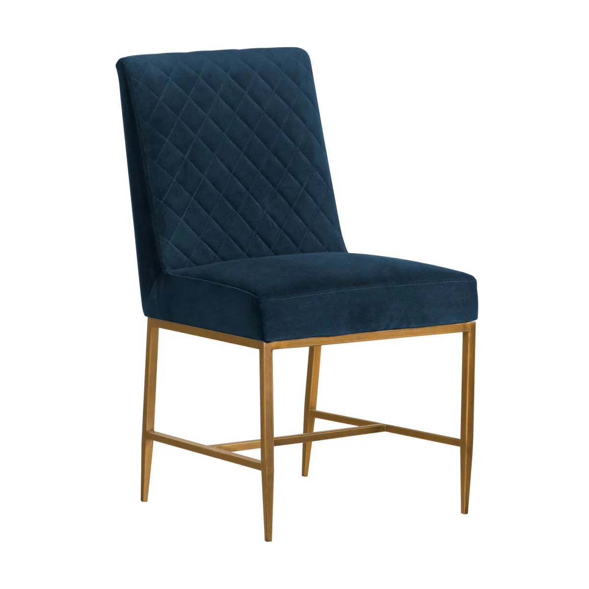 Memphis Blue Velvet and Antique Brass Accent Dining Chair- Set of 2 By Armen Living - Image 2