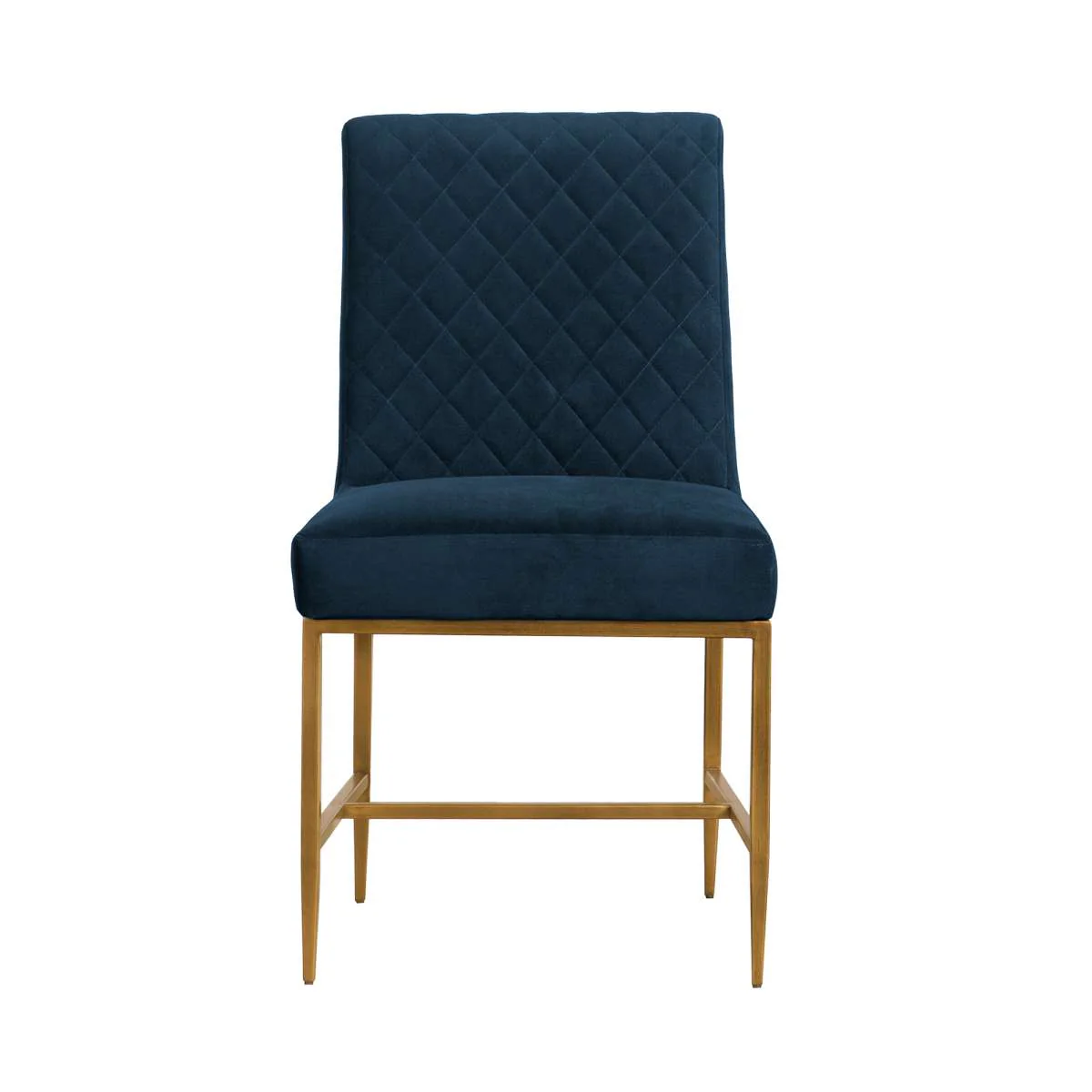 Memphis Blue Velvet and Antique Brass Accent Dining Chair- Set of 2 By Armen Living - Image 3