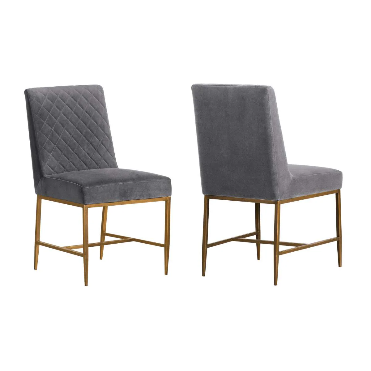 Memphis Blue Velvet and Antique Brass Accent Dining Chair- Set of 2 By Armen Living - Image 7