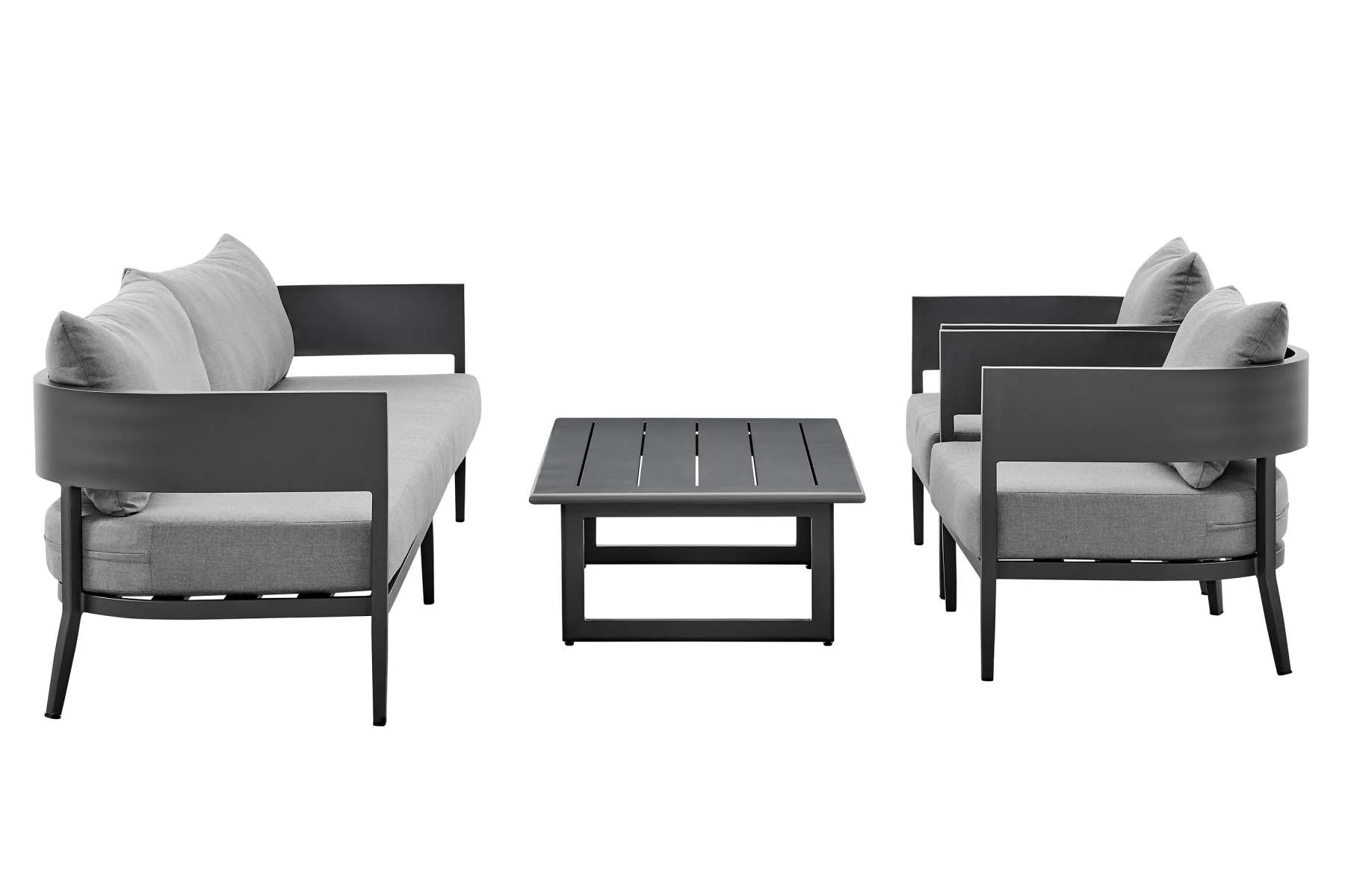 Menorca 4 Piece Outdoor Dark Gray Aluminum & Fabric Outdoor Conversation Set By Armen Living - Image 2