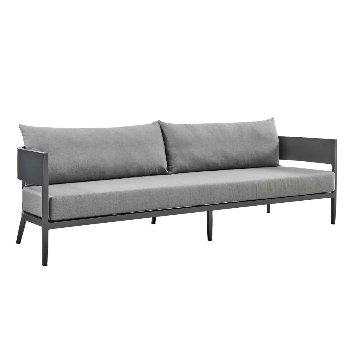 Menorca 4 Piece Outdoor Dark Gray Aluminum & Fabric Outdoor Conversation Set By Armen Living - Image 6