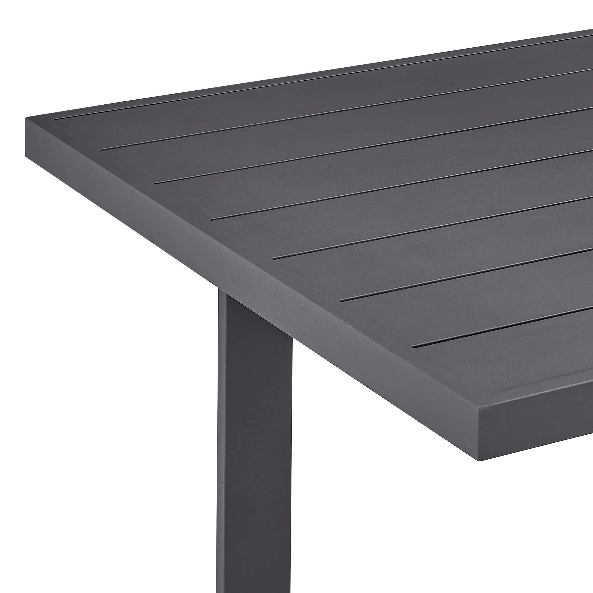 Menorca Outdoor Patio 5-Piece Dining Table Set in Aluminum with Gray Cushions By Armen Living - Image 11
