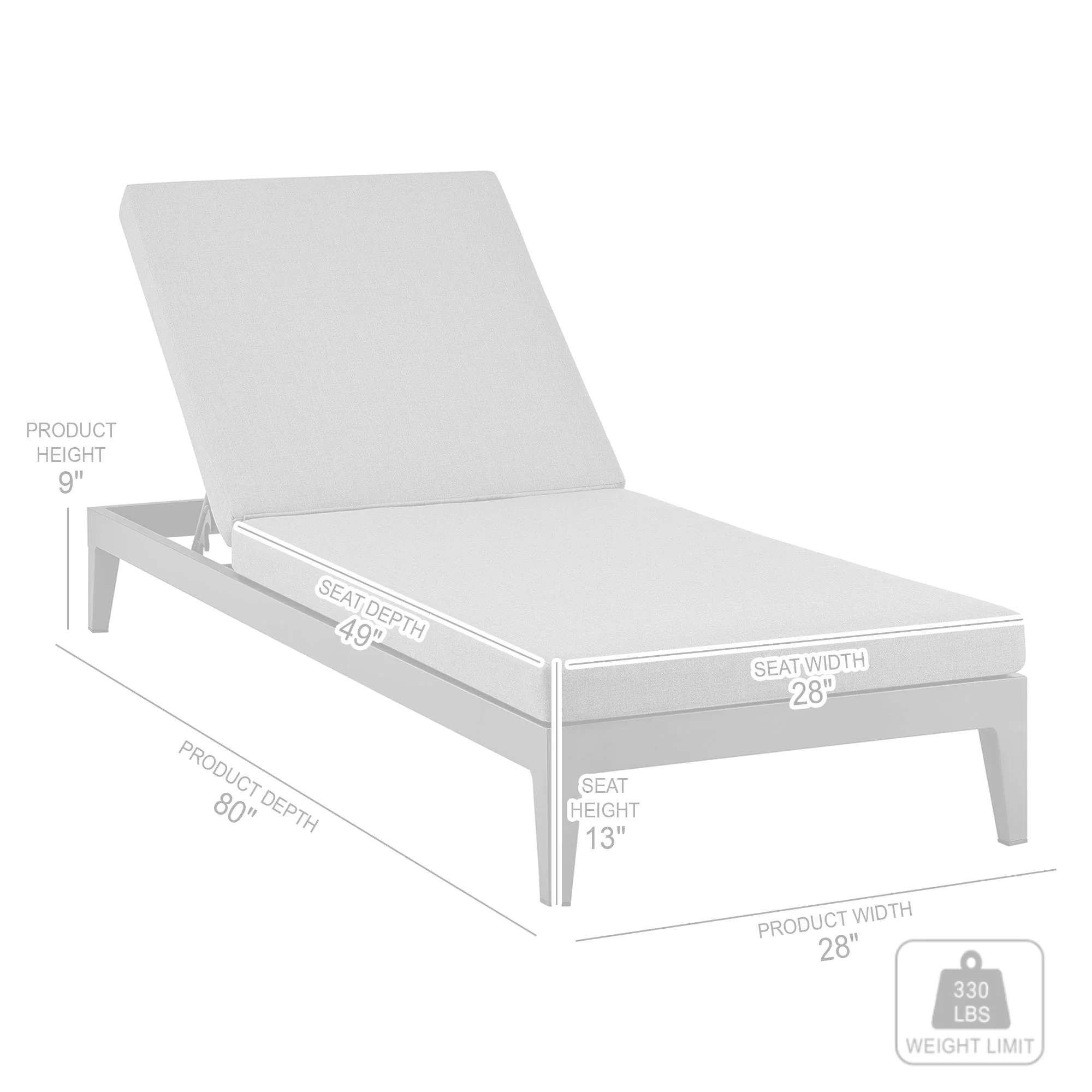 Menorca Outdoor Patio Adjustable Chaise Lounge Chair in Aluminum with Gray Cushions By Armen Living - Image 10