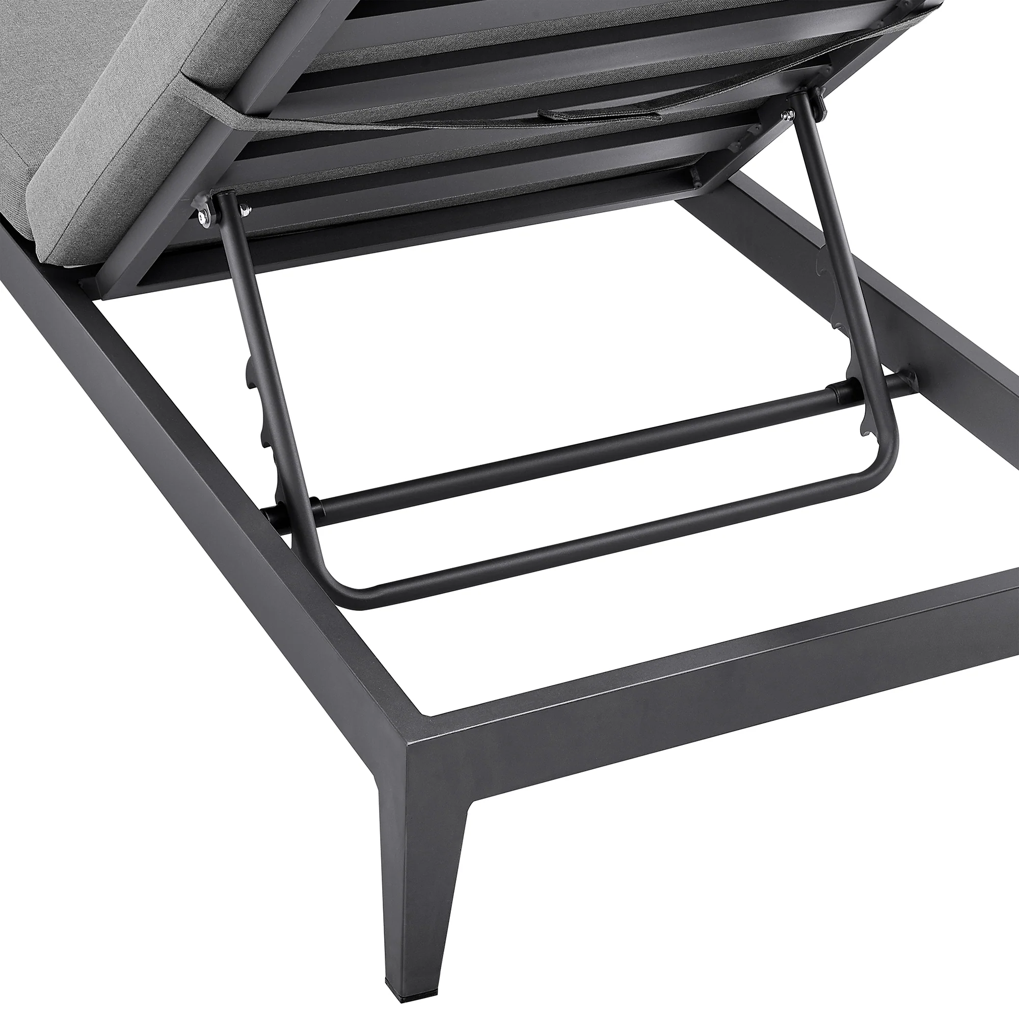 Menorca Outdoor Patio Adjustable Chaise Lounge Chair in Aluminum with Gray Cushions By Armen Living - Image 11
