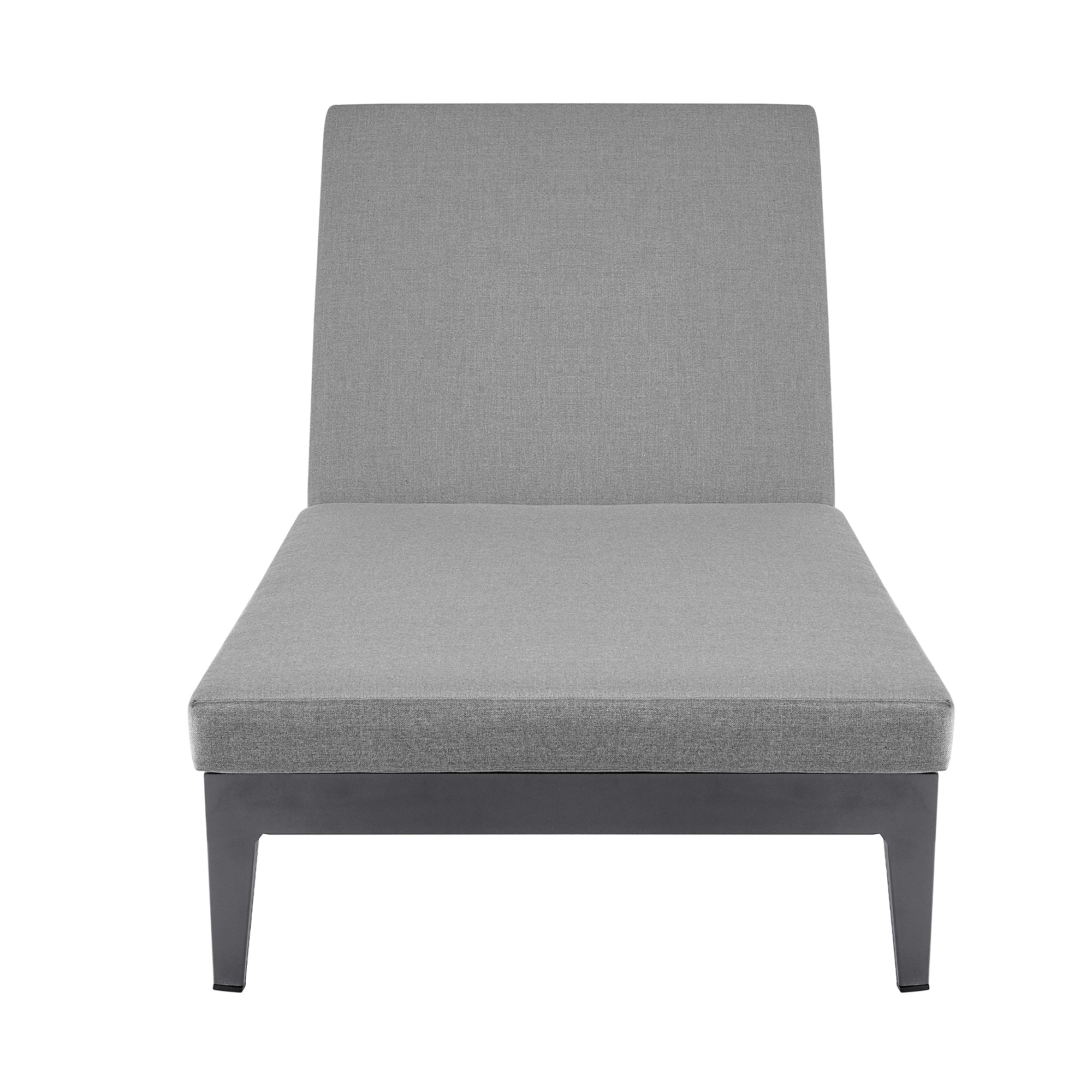 Menorca Outdoor Patio Adjustable Chaise Lounge Chair in Aluminum with Gray Cushions By Armen Living - Image 3