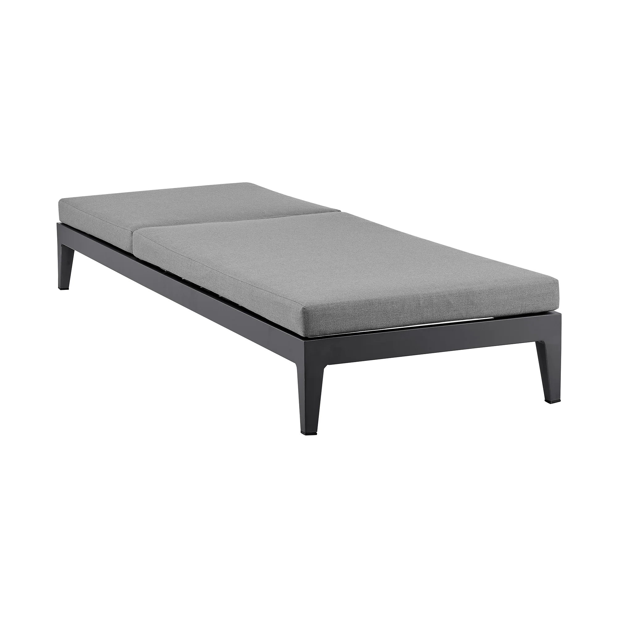Menorca Outdoor Patio Adjustable Chaise Lounge Chair in Aluminum with Gray Cushions By Armen Living - Image 7
