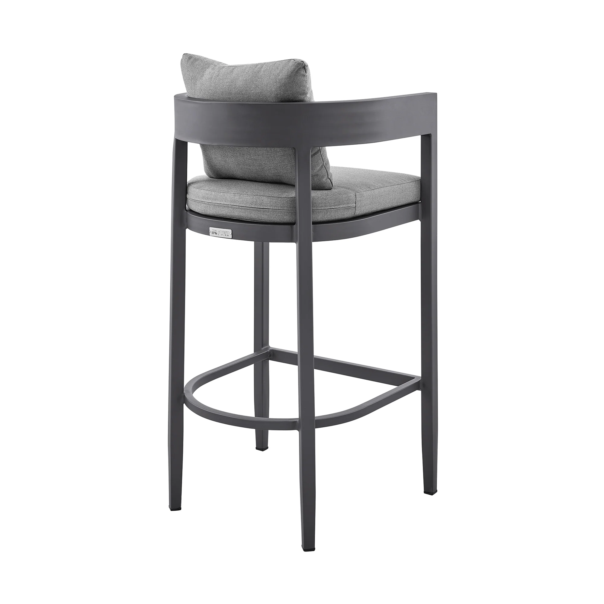 Menorca Outdoor Patio Counter Height Bar Stool in Aluminum with Gray Cushions By Armen Living - Image 6