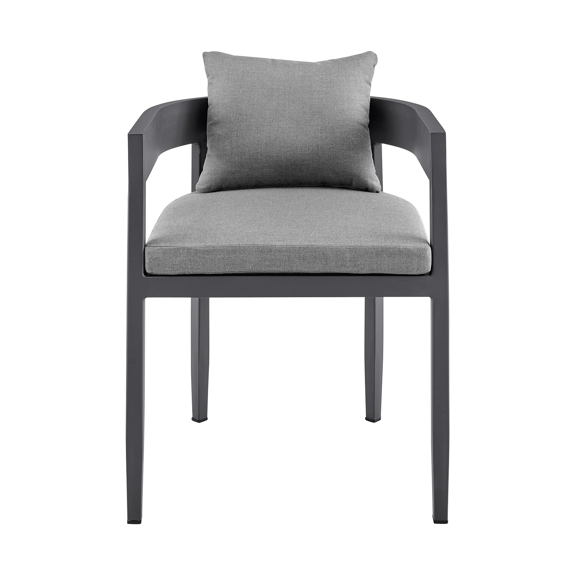 Menorca Outdoor Patio Dining Chairs in Aluminum with Gray Cushions - Set of 2 By Armen Living - Image 5