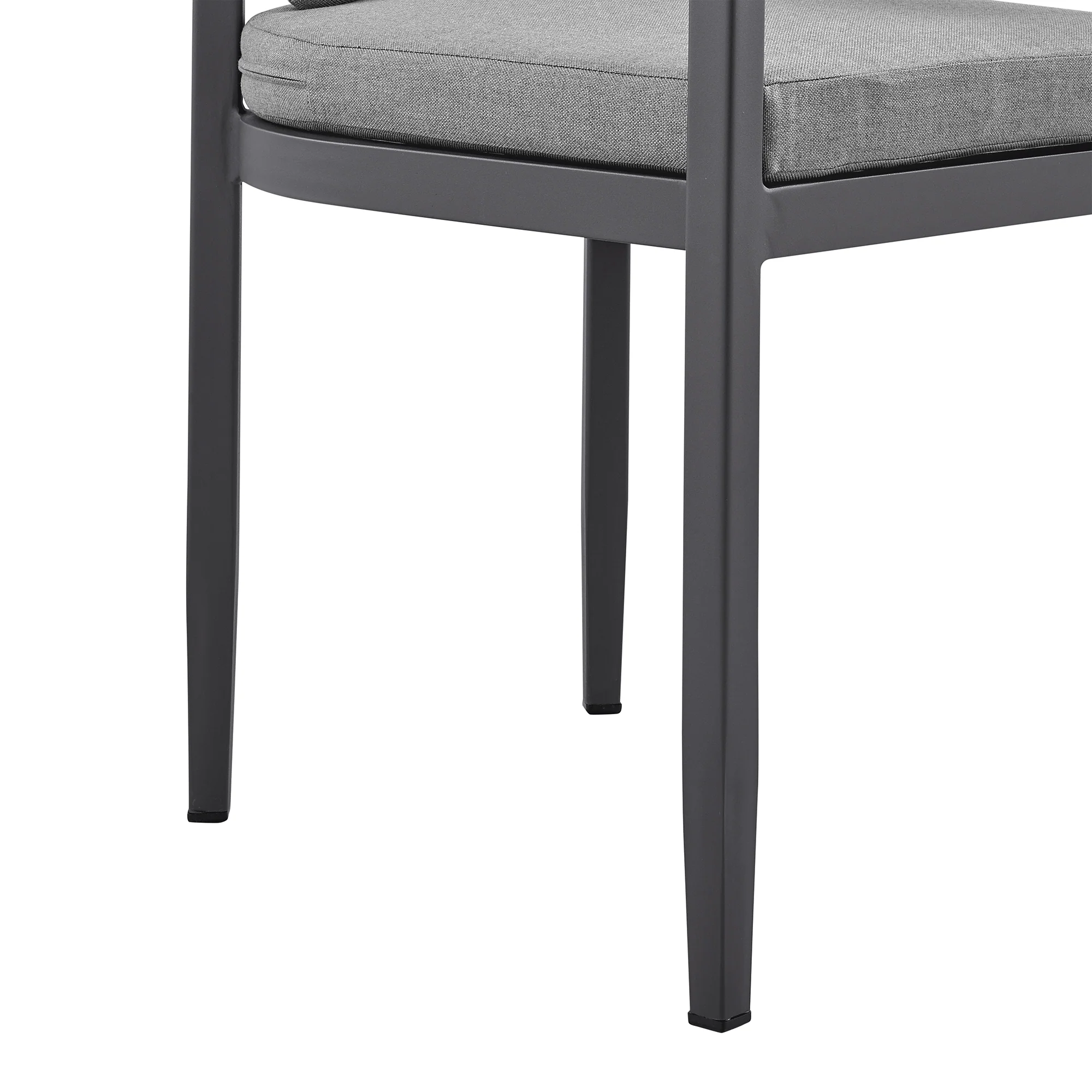 Menorca Outdoor Patio Dining Chairs in Aluminum with Gray Cushions - Set of 2 By Armen Living - Image 9