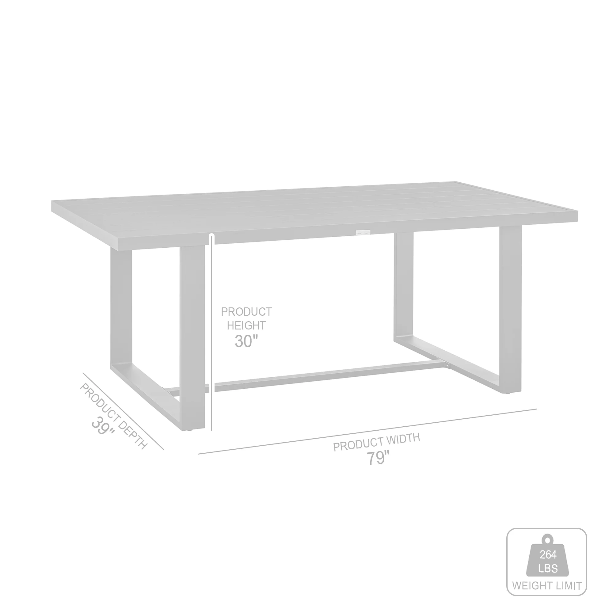Menorca Outdoor Patio Dining Table in Aluminum By Armen Living - Image 7