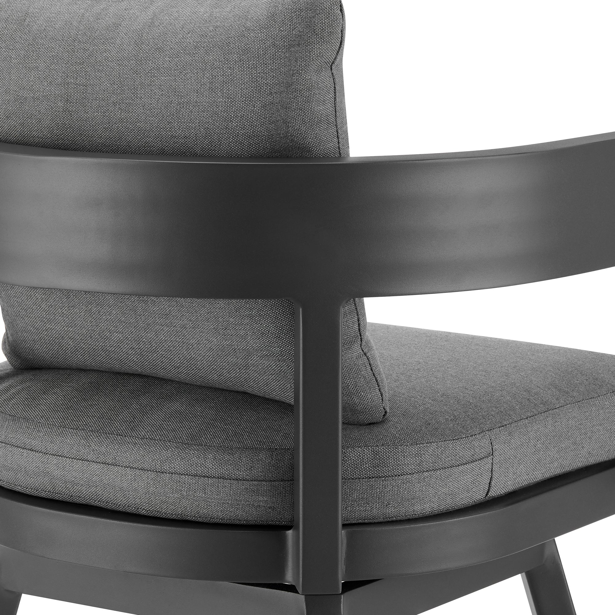 Menorca Outdoor Patio Swivel Counter Stool in Aluminum with Gray Cushions By Armen Living - Image 9