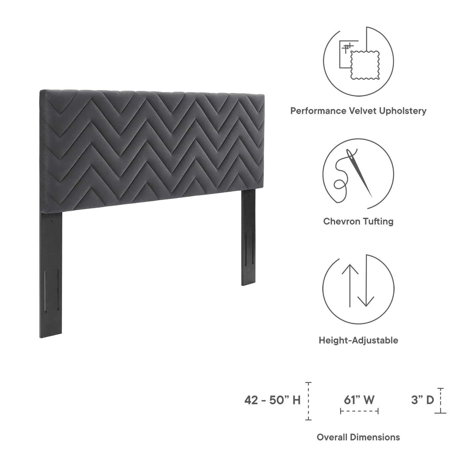 Mercy Chevron Tufted Performance Velvet King/California King Headboard By Modway - MOD-6660 - Image 6
