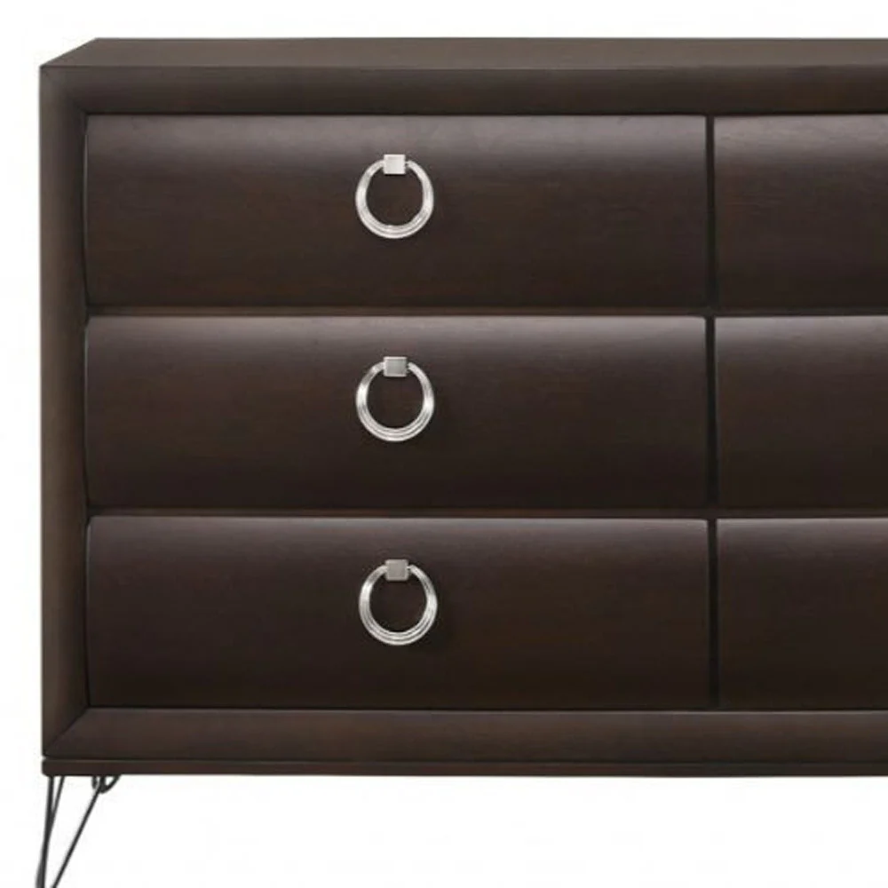 Merlot Solid and Manufactured Wood Six Drawer Double Dresser By Homeroots - Image 2