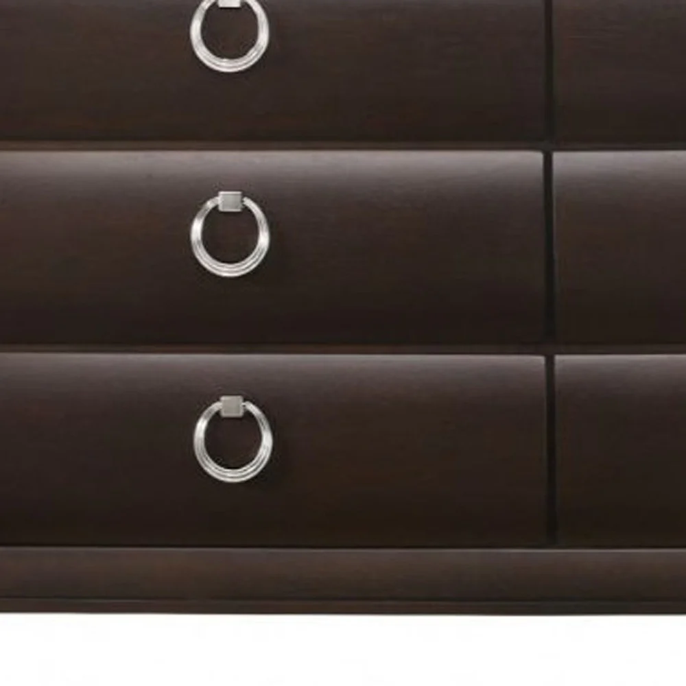 Merlot Solid and Manufactured Wood Six Drawer Double Dresser By Homeroots - Image 3