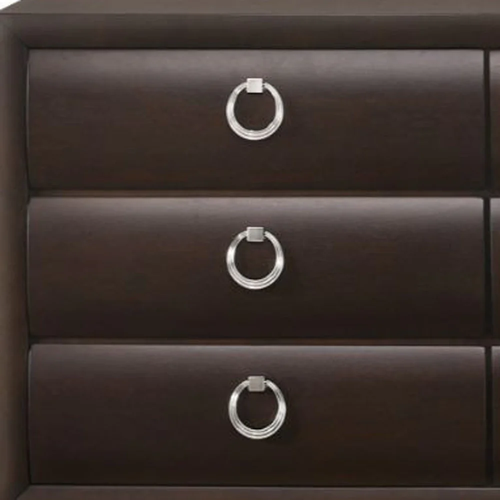 Merlot Solid and Manufactured Wood Six Drawer Double Dresser By Homeroots - Image 4