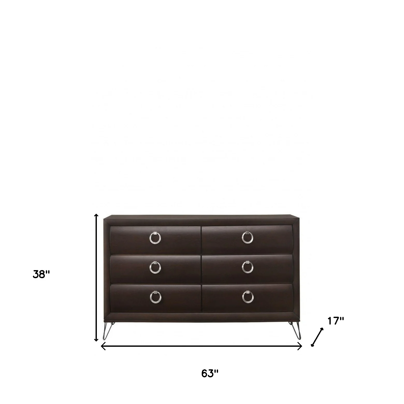 Merlot Solid and Manufactured Wood Six Drawer Double Dresser By Homeroots - Image 5