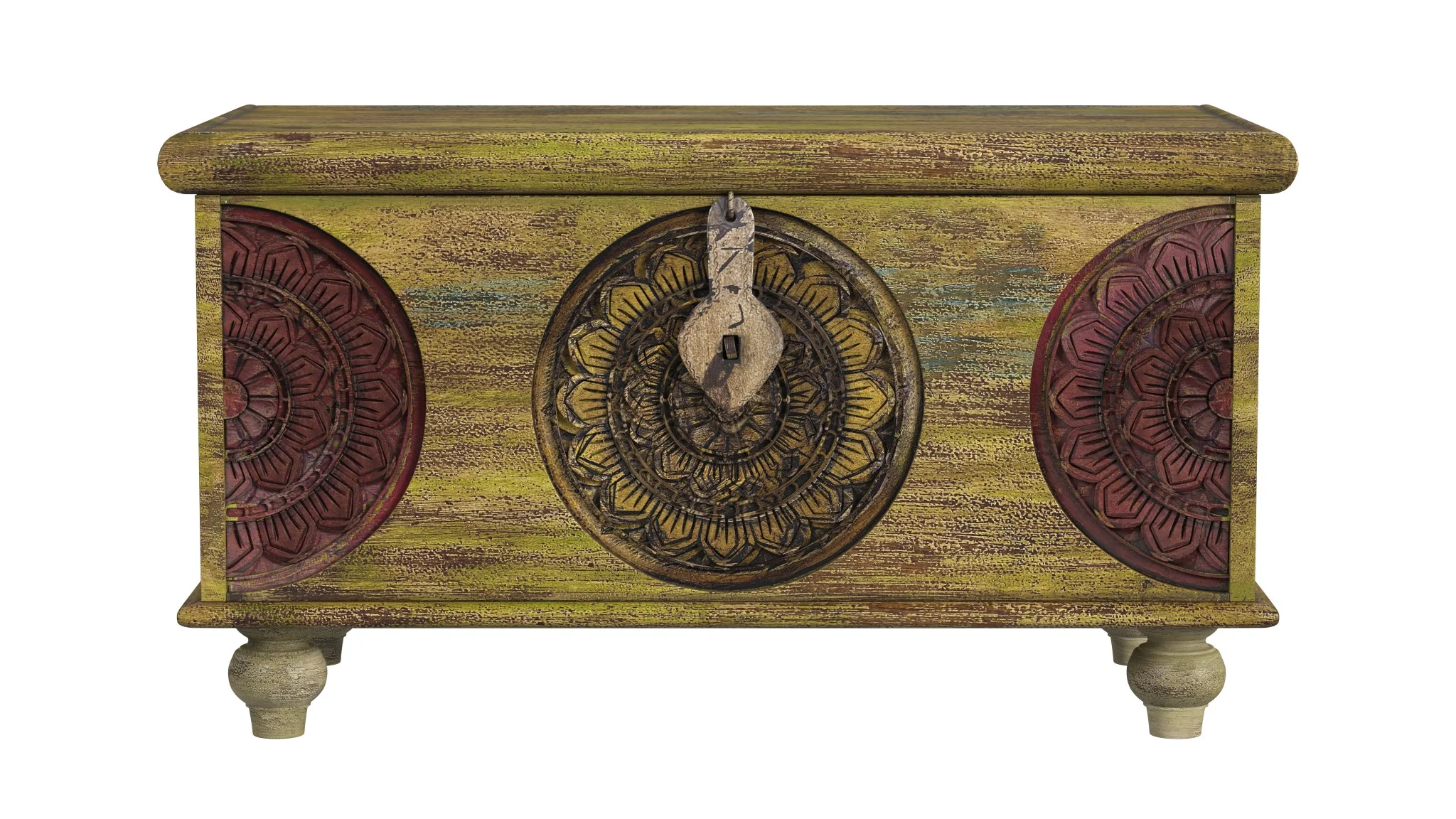Mesa Carved Wooden Trunk Coffee Table By Homeroots - Image 2