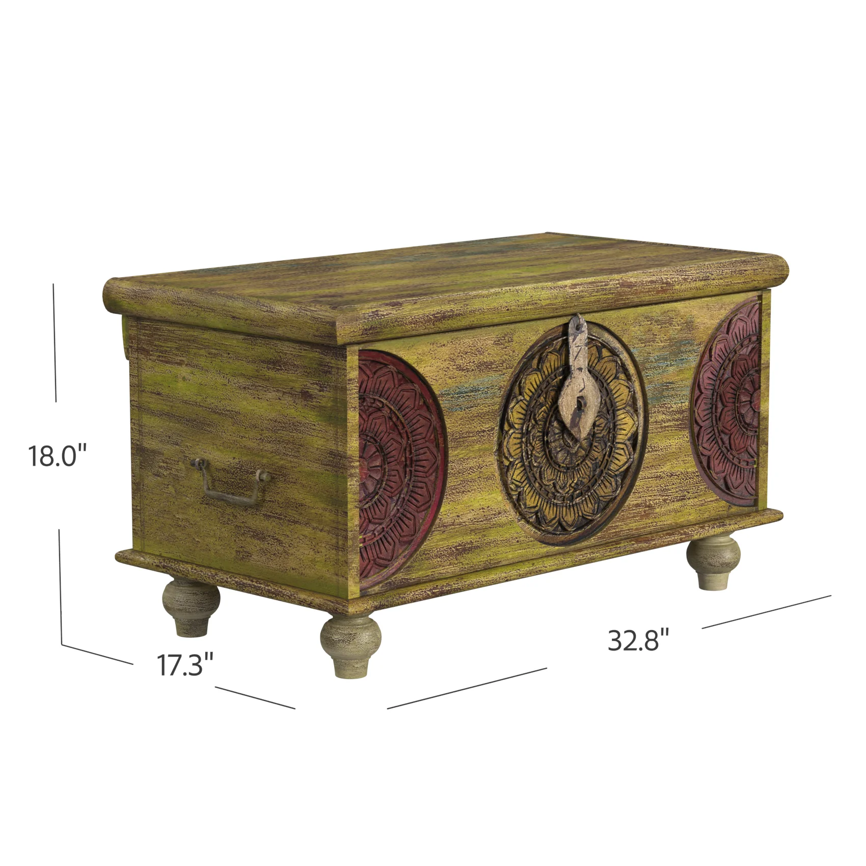 Mesa Carved Wooden Trunk Coffee Table By Homeroots - Image 7