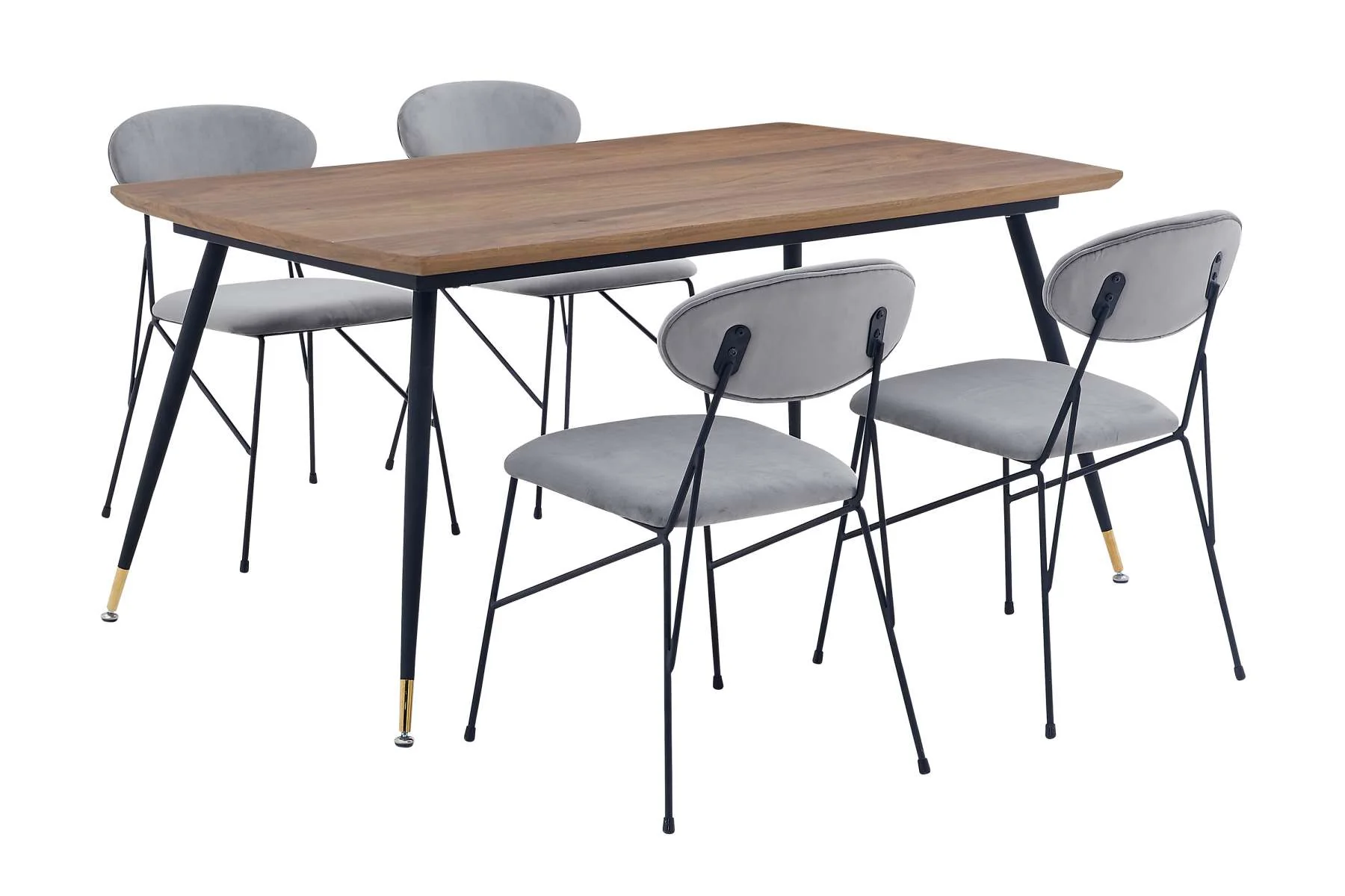 Messina and Alice Gray Velvet 5 Piece Rectangular Dining Set By Armen Living - Image 2