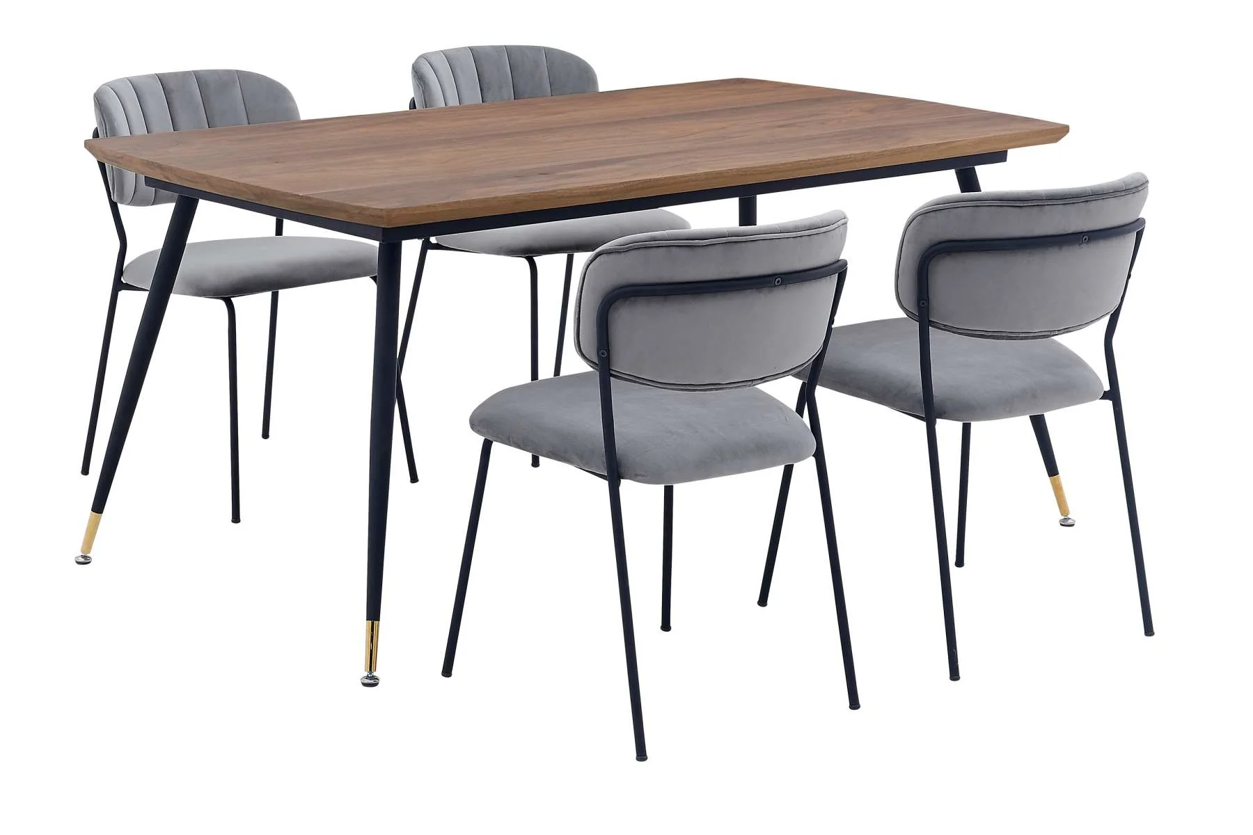 Messina and Carlo Gray Velvet 5 Piece Rectangular Dining Set By Armen Living - Image 2