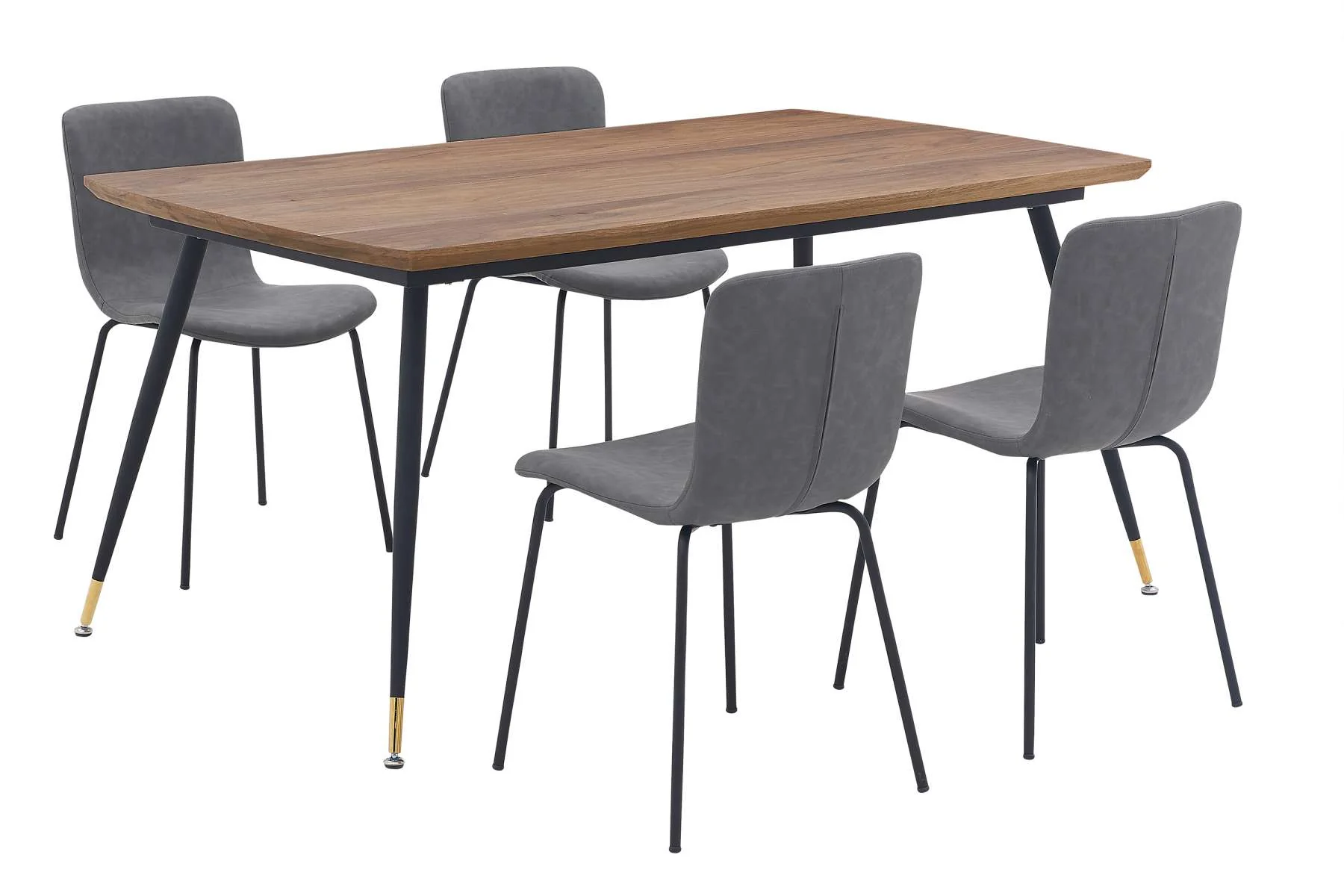 Messina and Gillian Dark Gray Faux Leather 5 Piece Rectangular Dining Set By Armen Living - Image 2