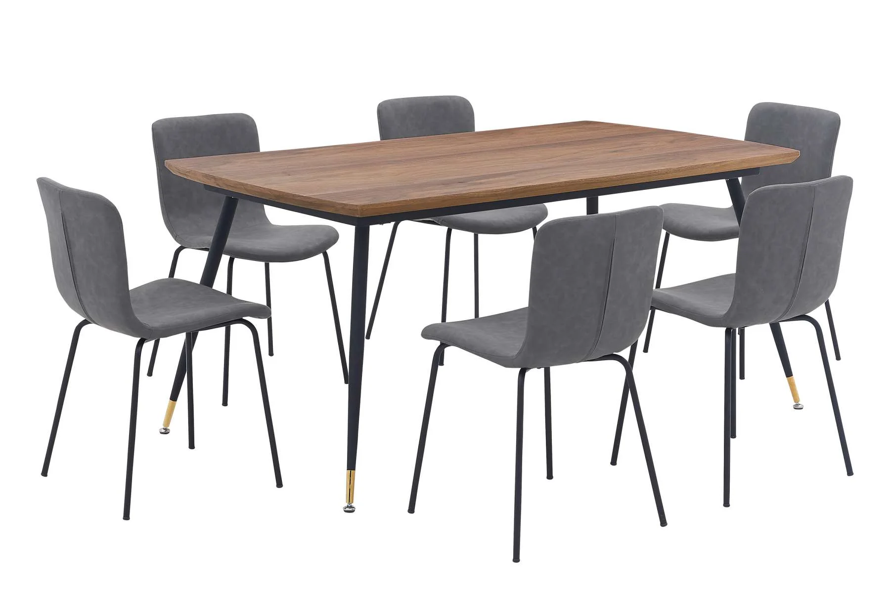 Messina and Gillian Dark Gray Faux Leather 7 Piece Rectangular Dining Set By Armen Living - Image 2