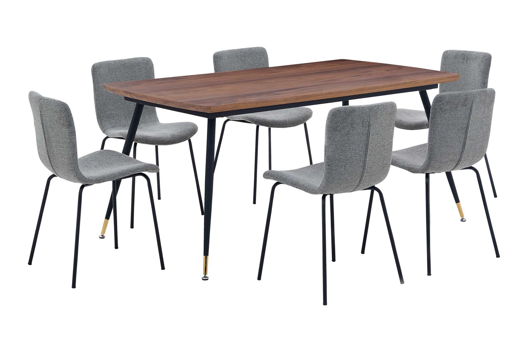Messina and Gillian Light Gray Fabric 7 Piece Rectangular Dining Set By Armen Living - Image 2