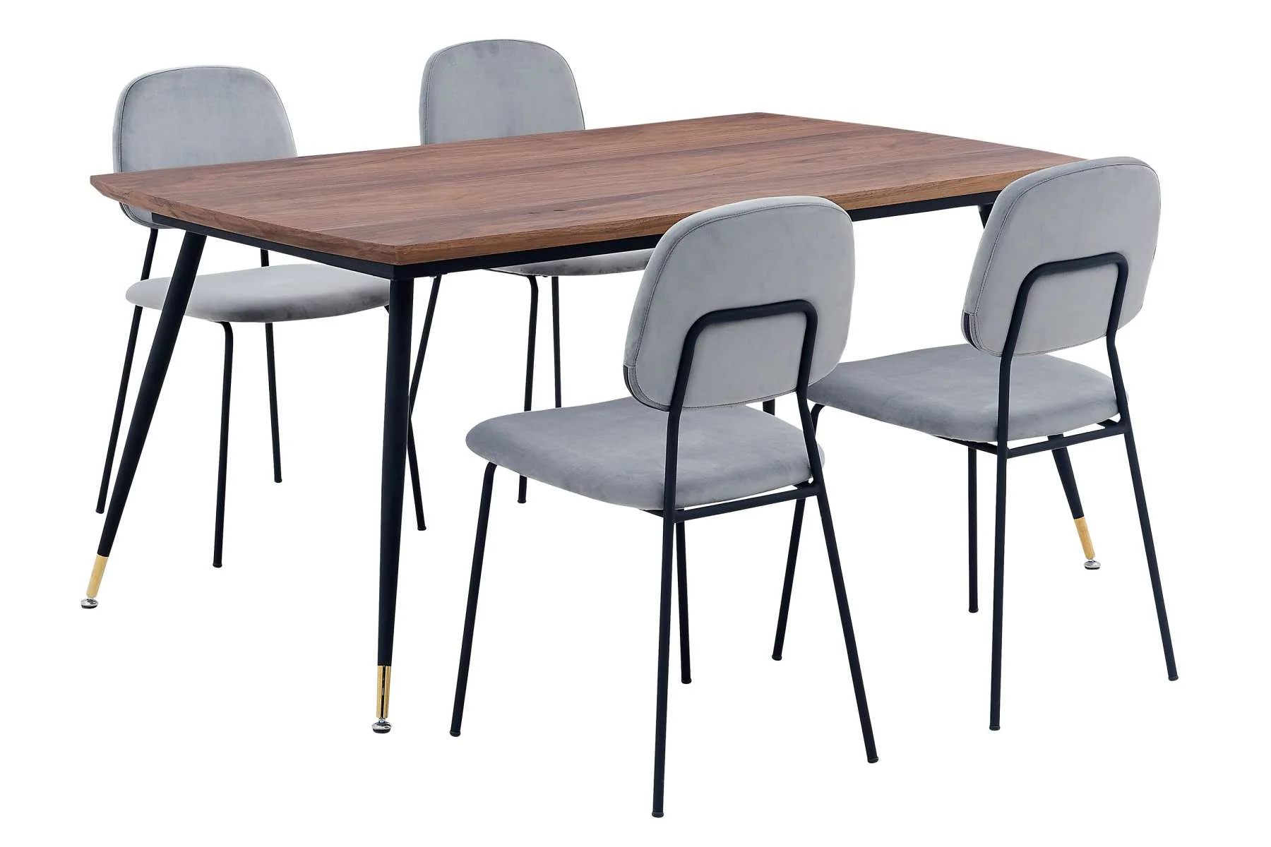 Messina and Lucy Gray Velvet 5 Piece Rectangular Dining Set By Armen Living - Image 2