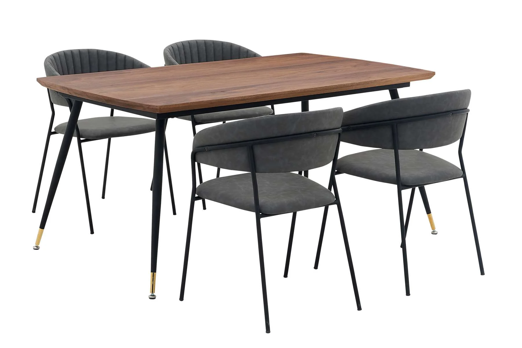 Messina and Nara Gray Faux Leather 5 Piece Rectangular Dining Set By Armen Living - Image 2