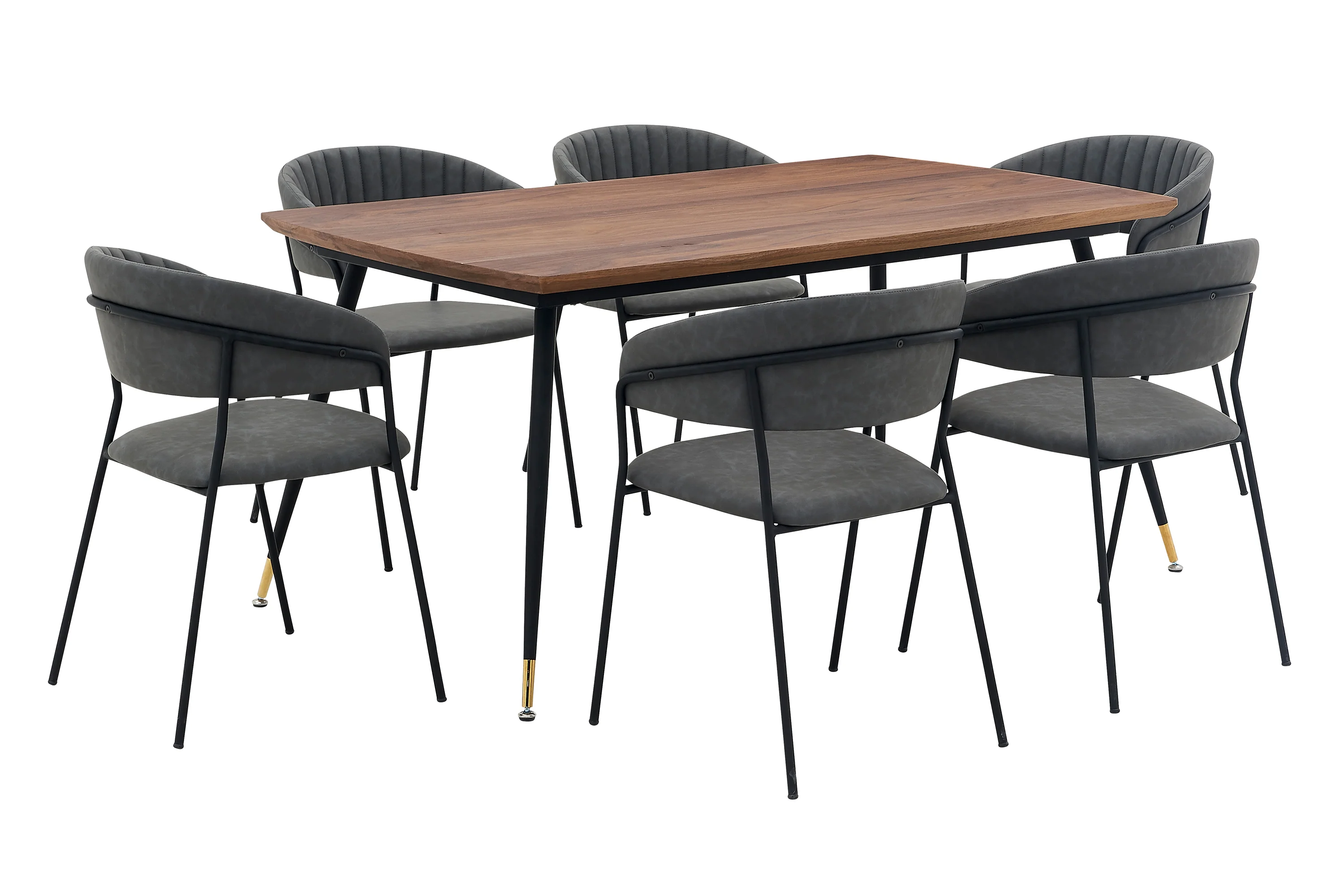 Messina and Nara Gray Faux Leather 7 Piece Rectangular Dining Set By Armen Living - Image 2