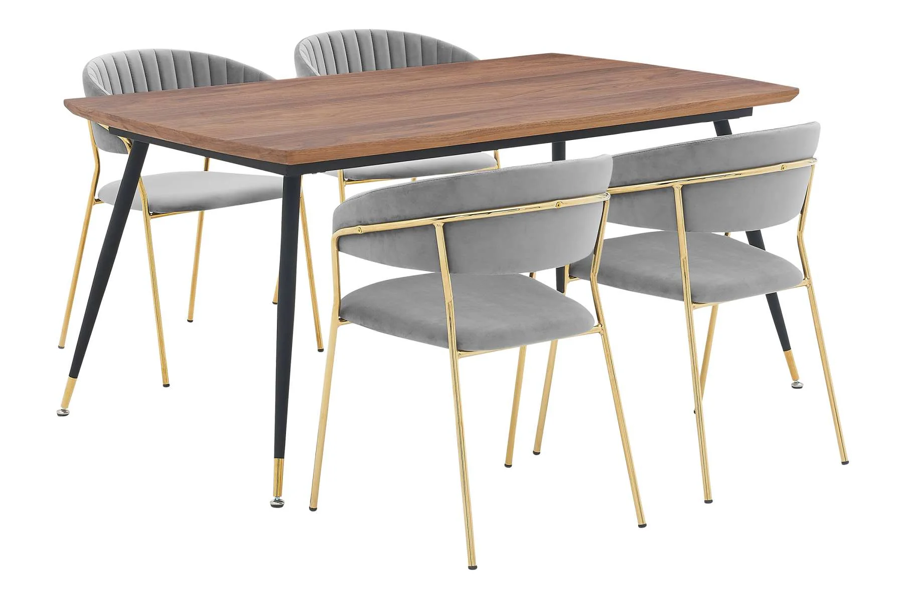 Messina and Nara Gray Velvet 5 Piece Rectangular Dining Set By Armen Living - Image 2