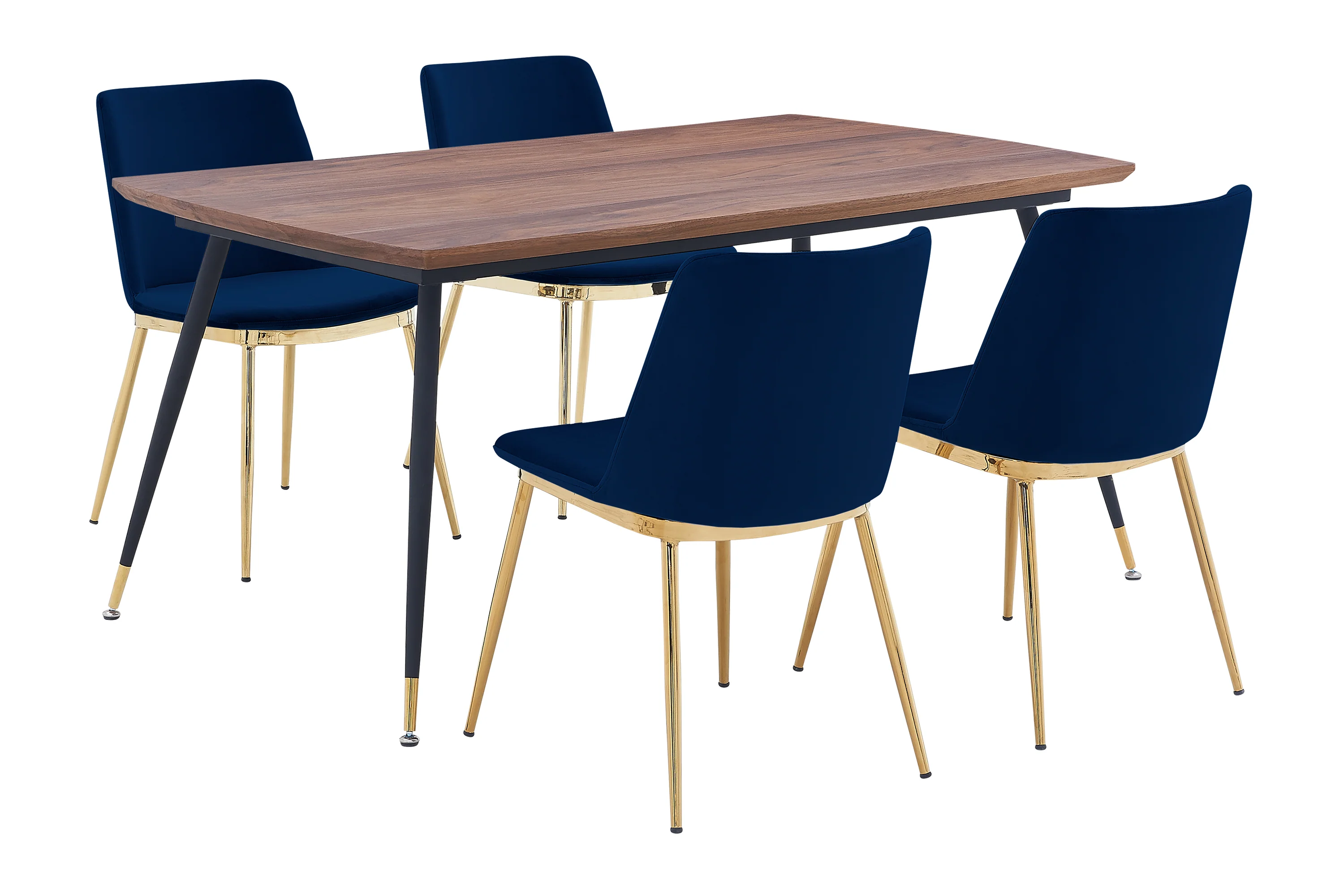 Messina Blue Velvet 5 Piece Rectangular Dining Set By Armen Living - Image 2