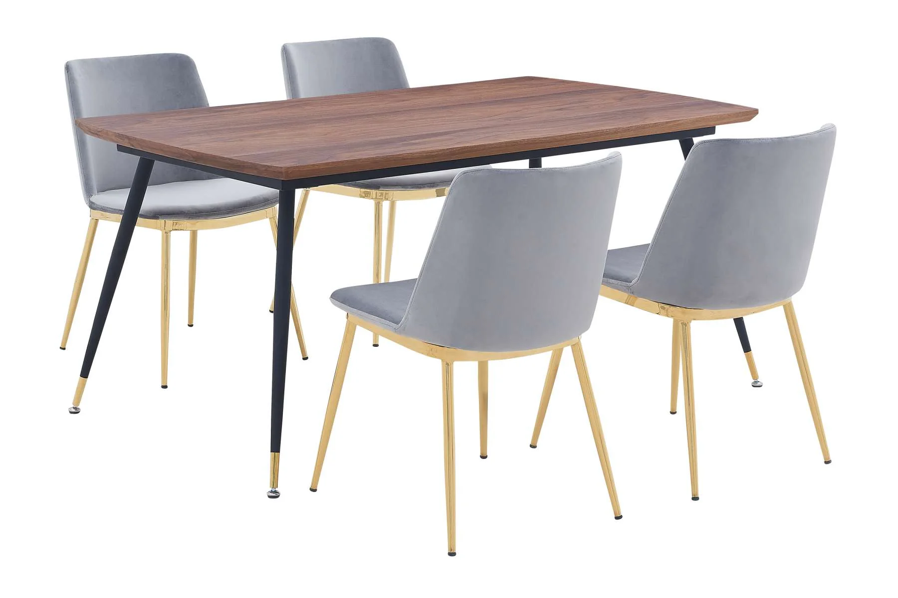 Messina Gray Velvet 5 Piece Rectangular Dining Set By Armen Living - Image 2