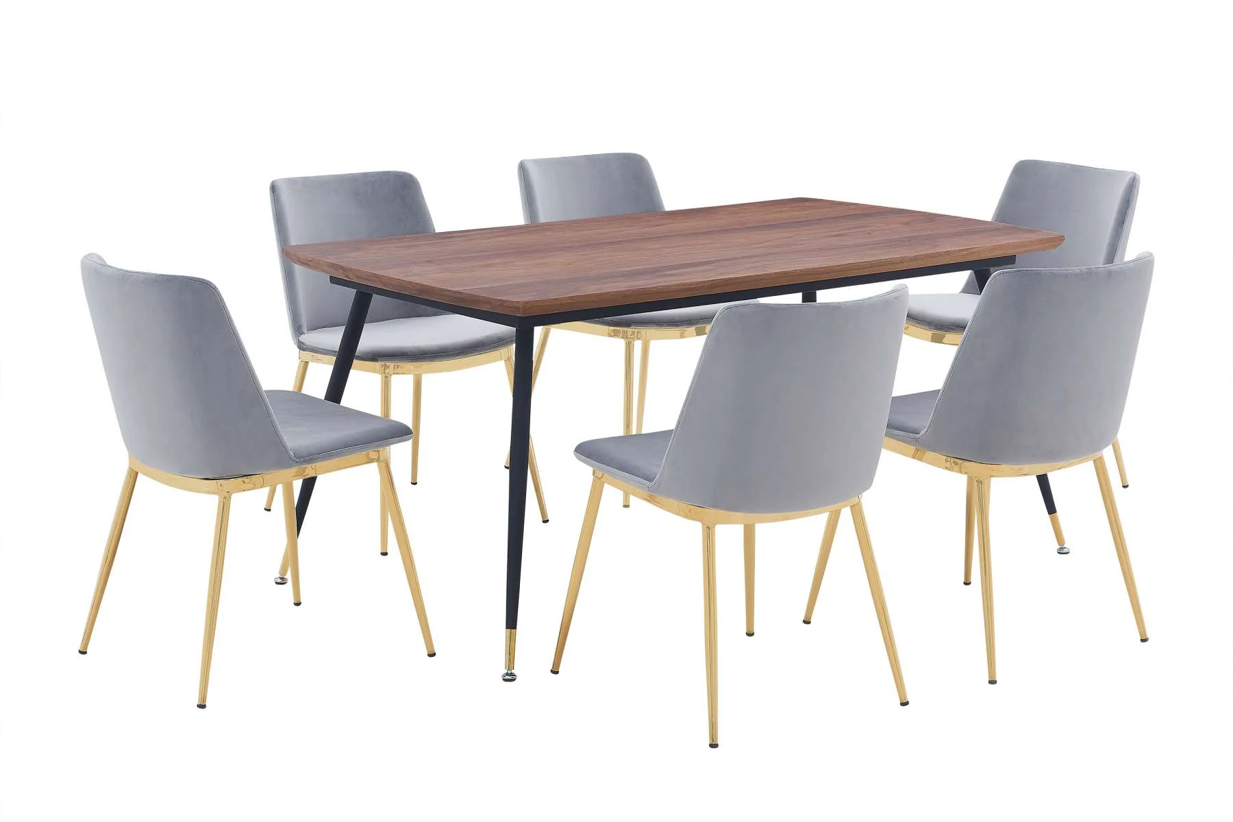Messina Gray Velvet 7 Piece Rectangular Dining Set By Armen Living - Image 2