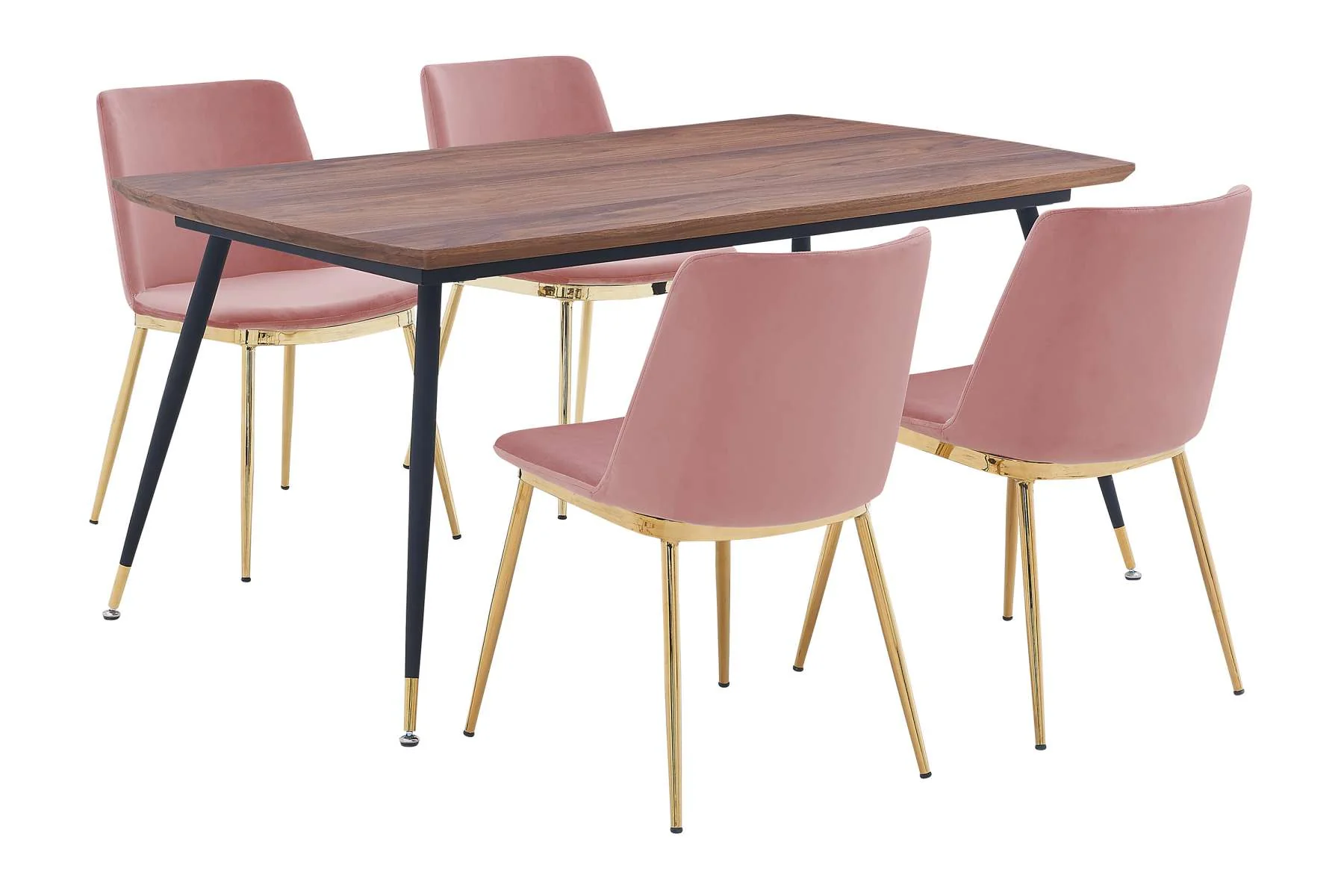Messina Pink Velvet 5 Piece Rectangular Dining Set By Armen Living - Image 2